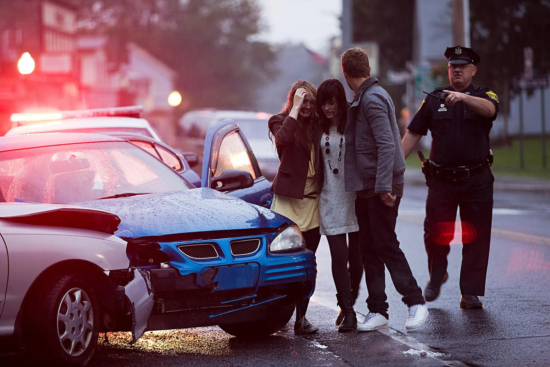 a family having a car accident